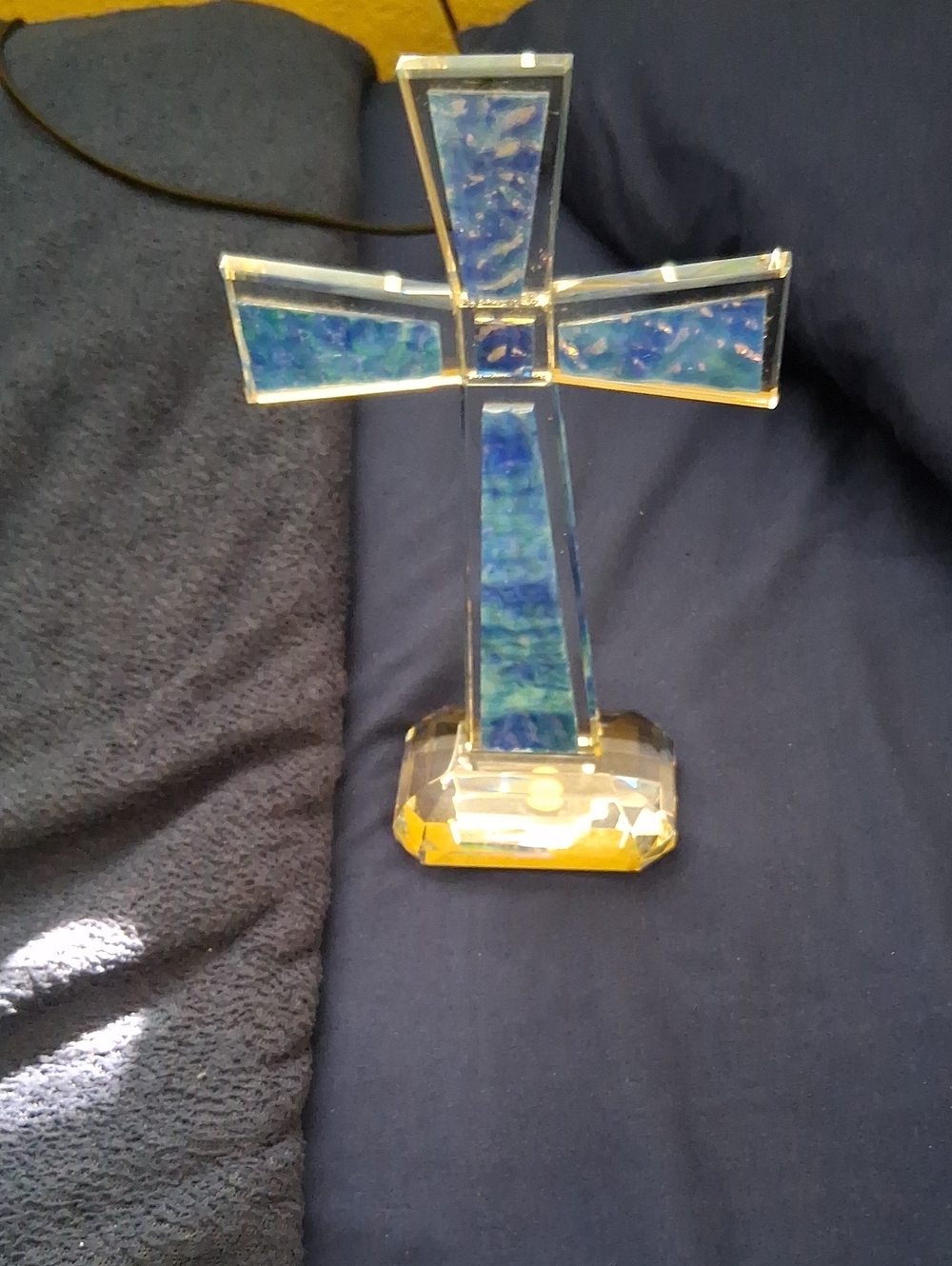 Blue Glass Cross Decor - Unbranded